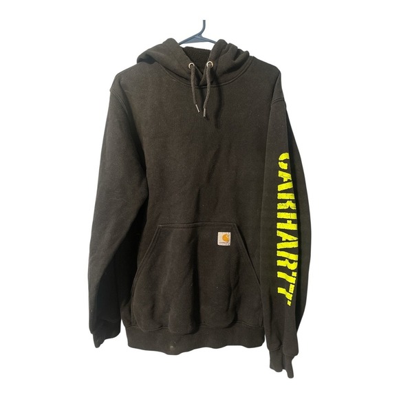 Carhartt Mens Loose Fit Logo Sleeve Black Graphic Hoodie, Small - Picture 1 of 7